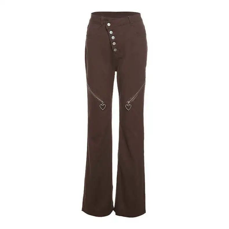 Women's Fashionable All-match Retro High Waist Zipper Jeans