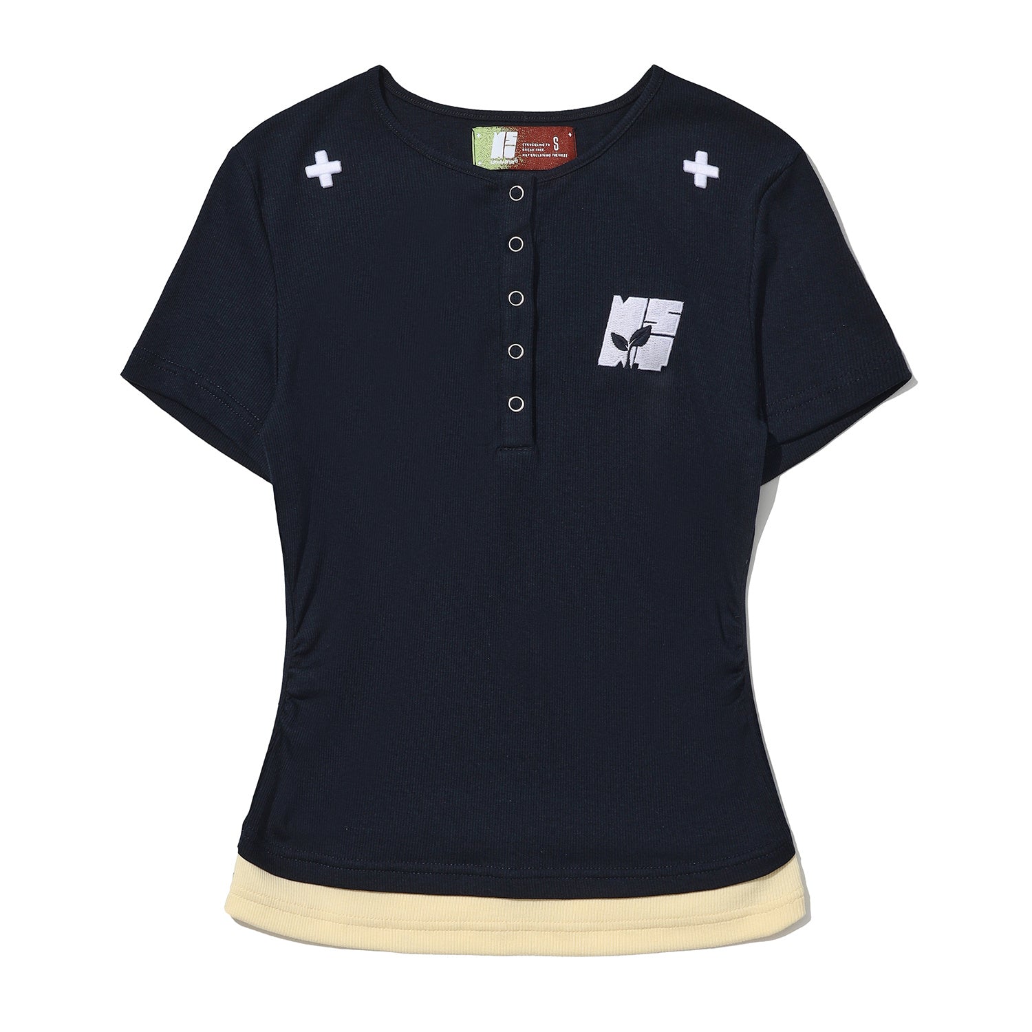 Contrast Color Slim Fit Stretch Short Sleeve T-shirt Bottoming Shirt