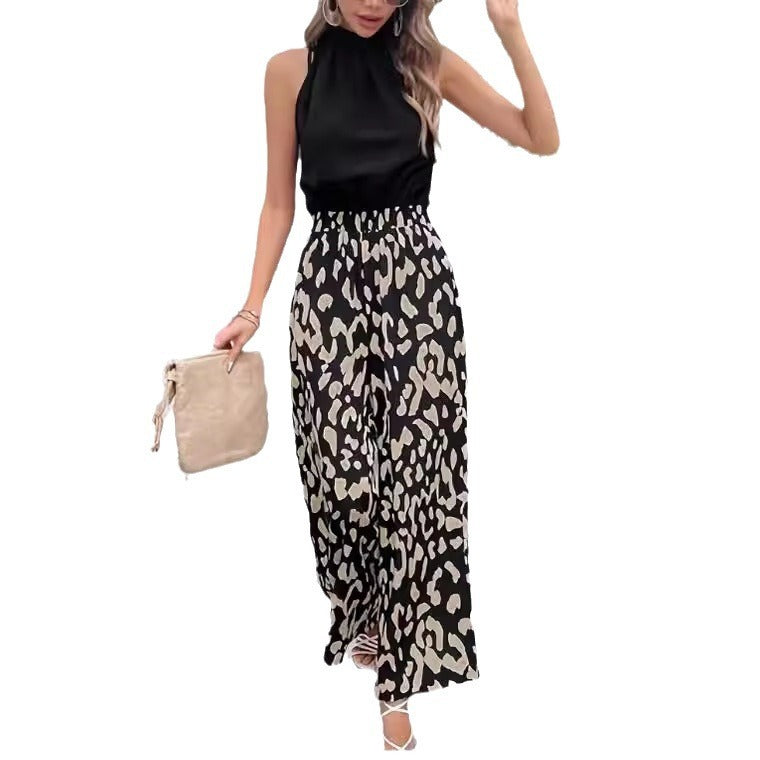 Women's Printed Casual Elastic Loose Straight-leg Pants