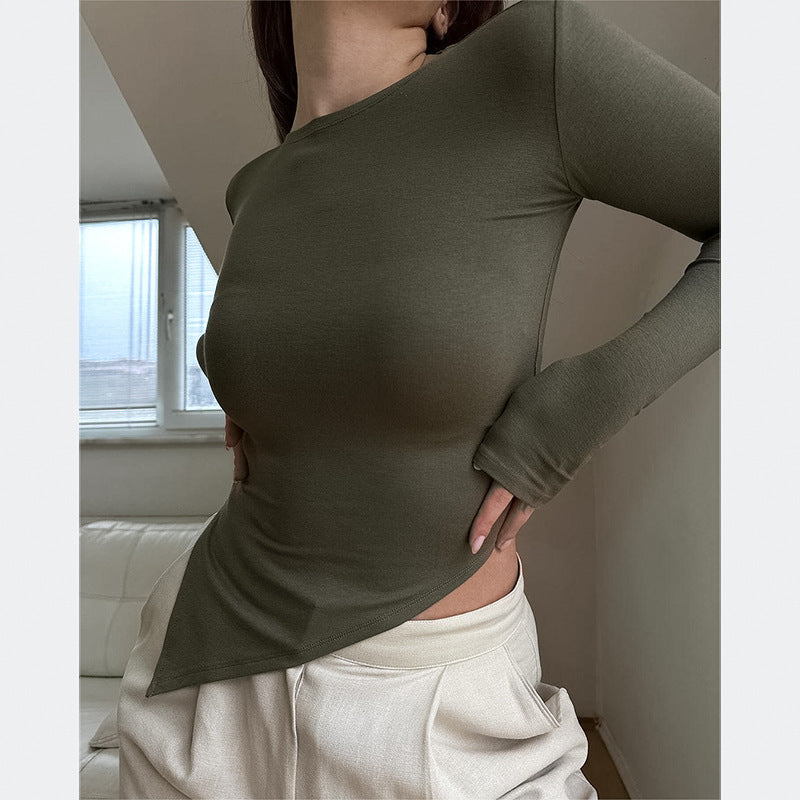 Women's Autumn Fashion Solid Color Casual Long Sleeves Top