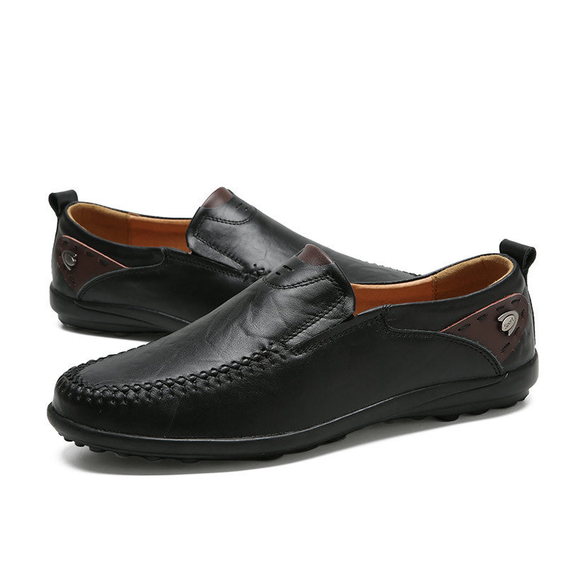 Fashion Peas Shoes Men's Casual Leather Shoes Lazy Shoes With Real Cowhide