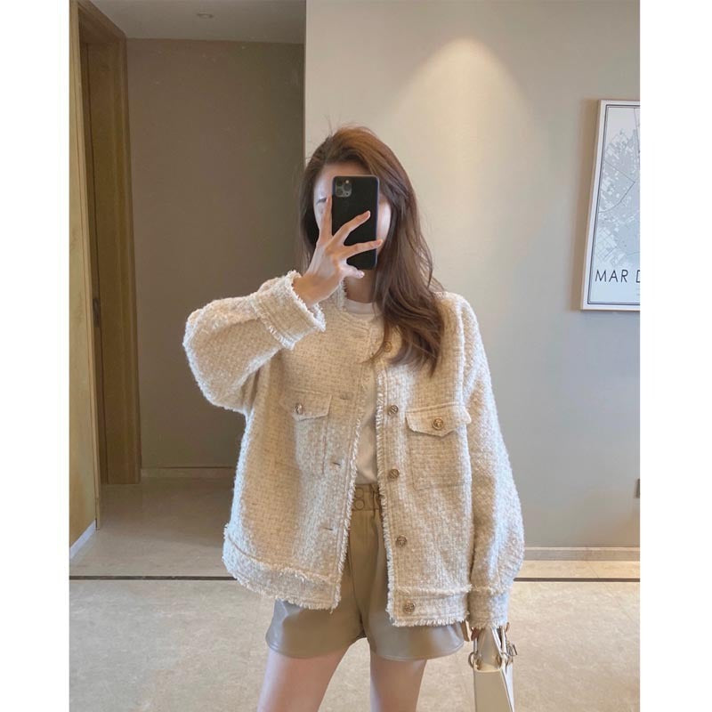 Tweed Short Jacket Women's All-match Jacket Thin Section