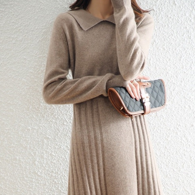 Wool Knitted Dress Fashion Strip Versatile Dress