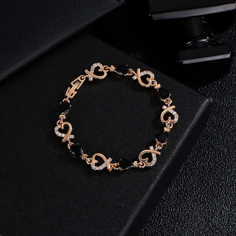 Hollow Love Bracelet With Rhinestones Heart-shaped Bracelet