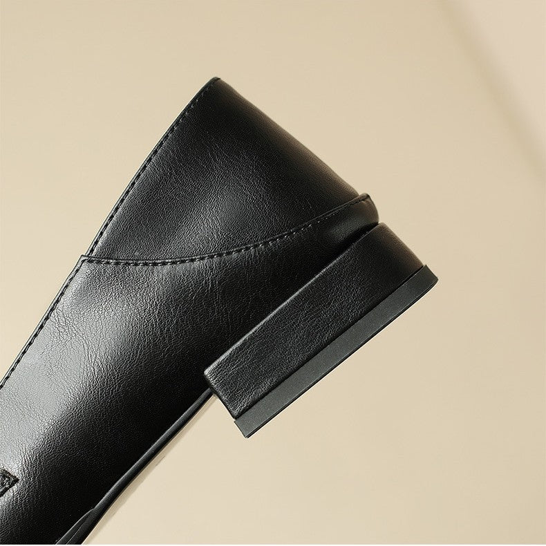 Spring New Thick With Square Head Deep Mouth Four Seasons Single Shoes Female