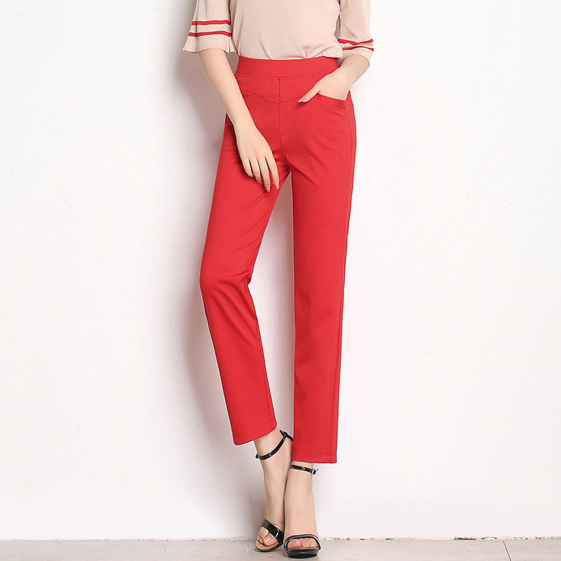 High Waist Knit Four-sided Stretch Straight