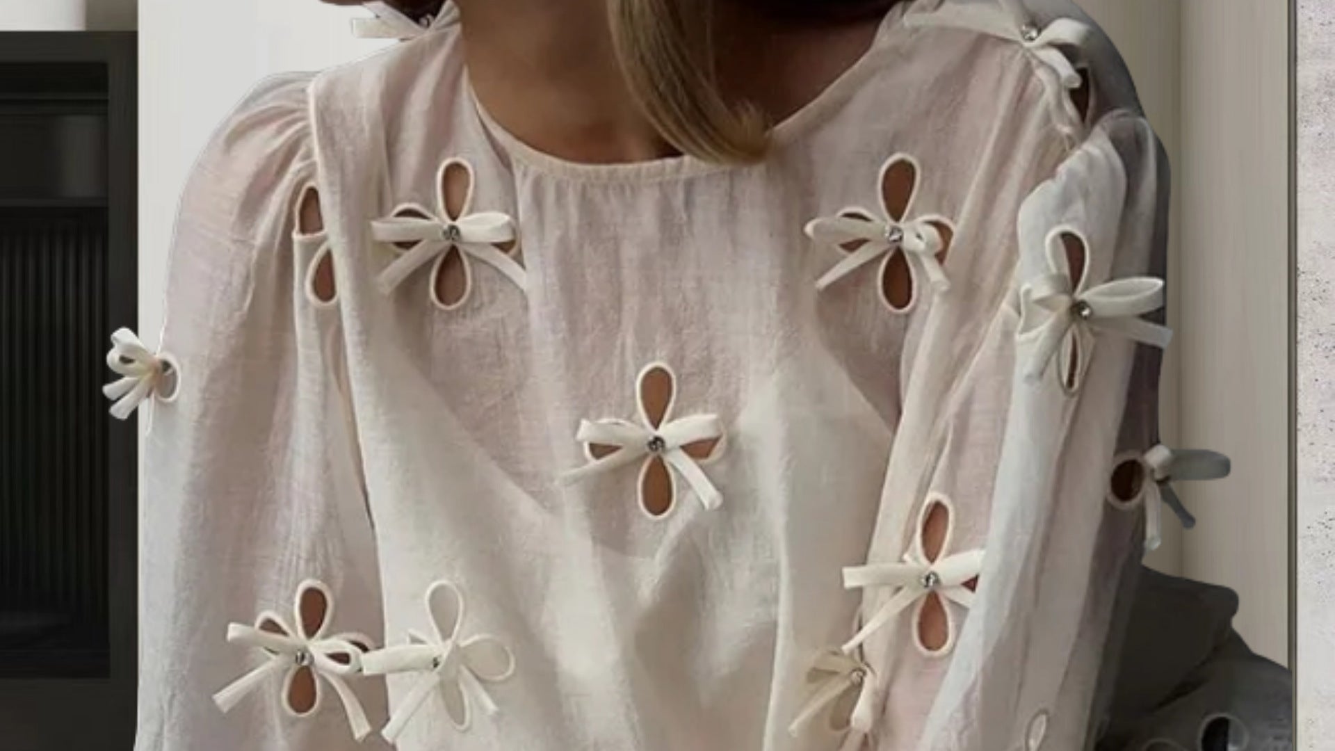 Women's Sling Shirt Hollow Bow Shirt