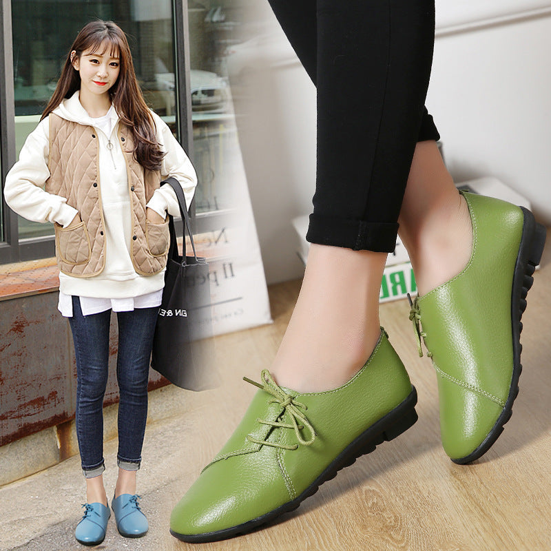 Women's Casual Round Head Shock-absorbing Flat Heel Single Shoes