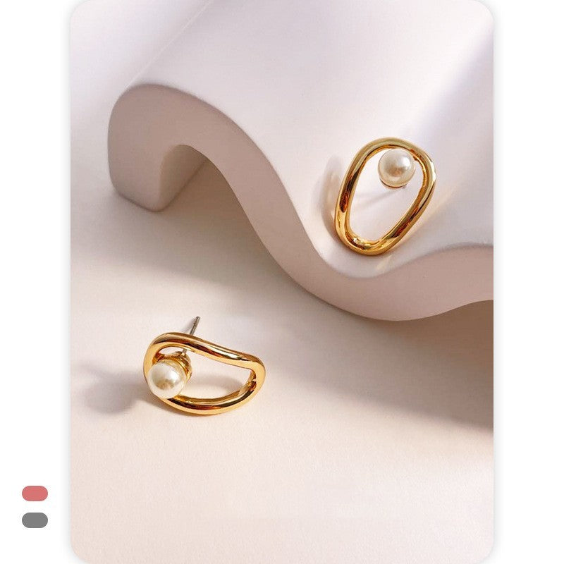 South Korea Springsummer Imitation Pearl Earrings Simple And Compact