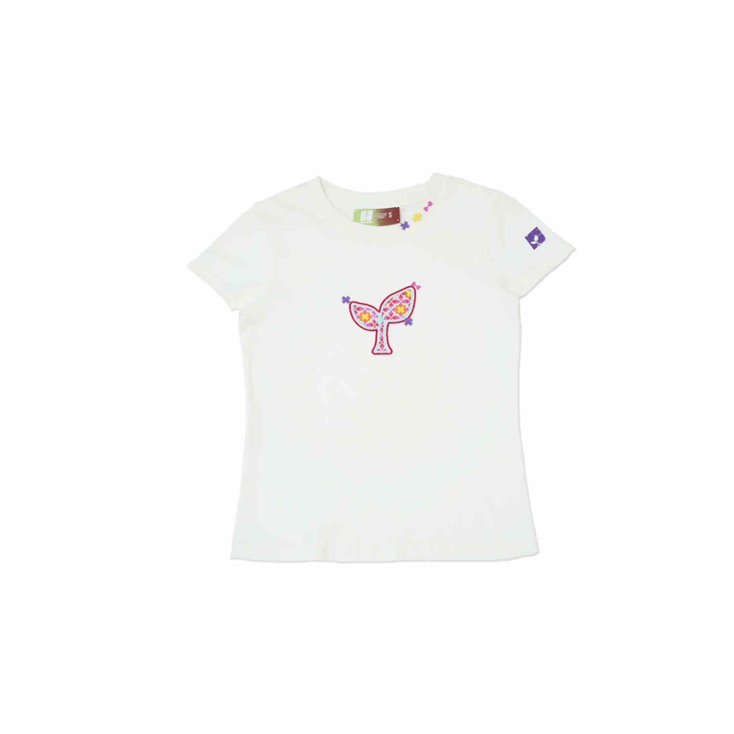 Women's Embroidered Shoulder Slim-fit Short-sleeved T-shirt