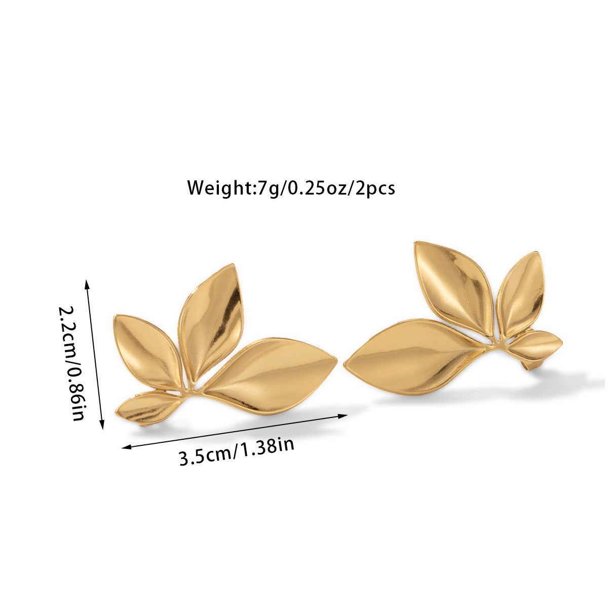 European And American Niche Glossy Flowers Leaf-shapepd Stud Earrings