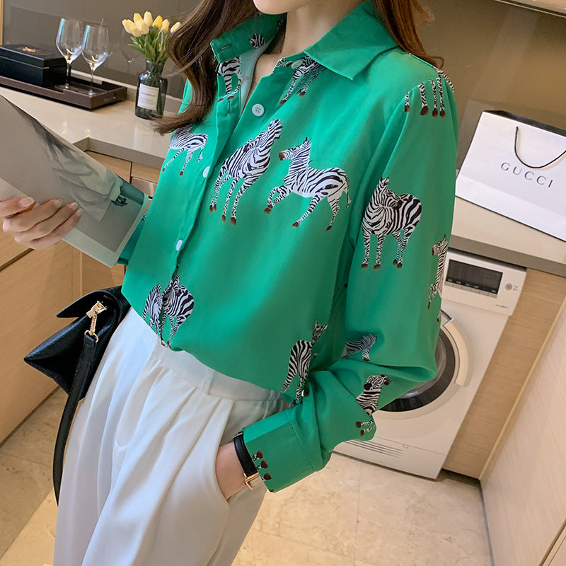 Fashion Printed Loose Slimming Long Sleeves Shirt Women's Shirt