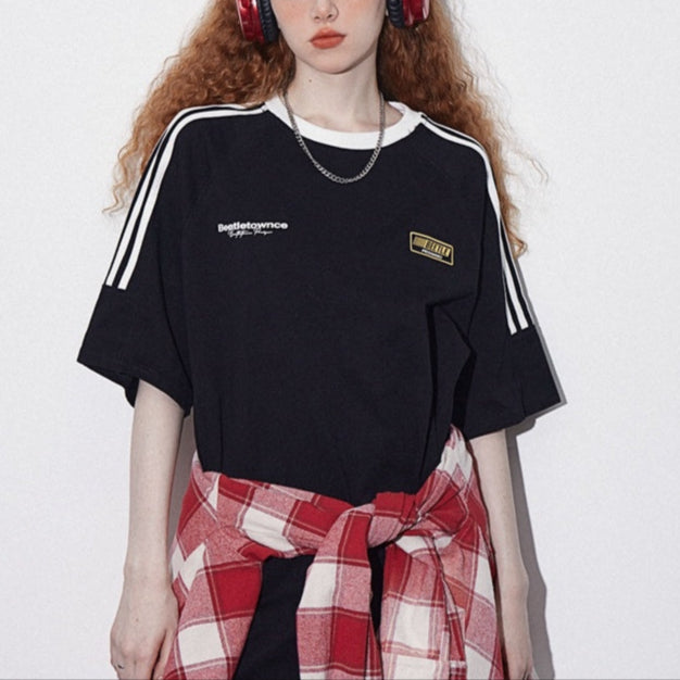 Retro Short Sleeve T-shirt Summer Couple Loose Half Sleeve