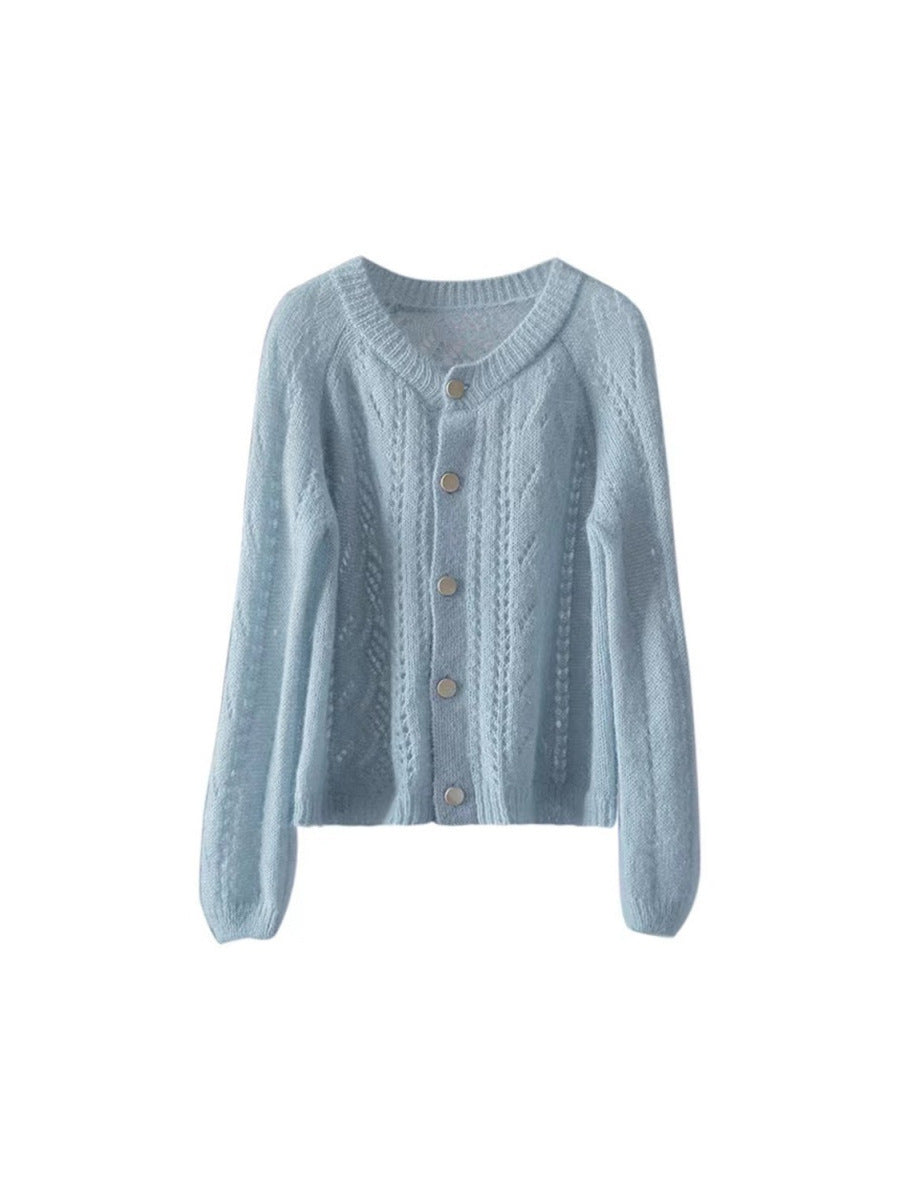 Loose And Lazy Style Hollow Soft Glutinous Knitted Cardigan