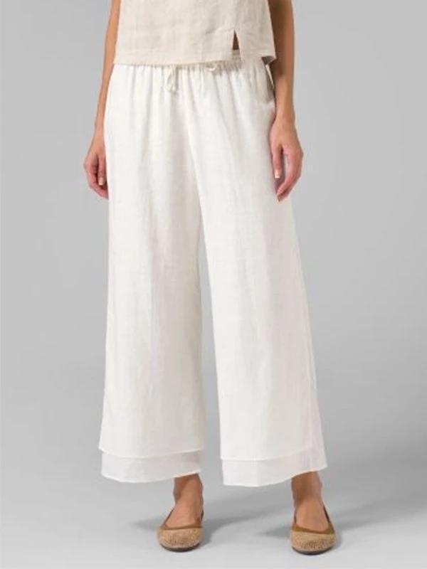 Women's Double-layer Buckle Elastic Waist Pants