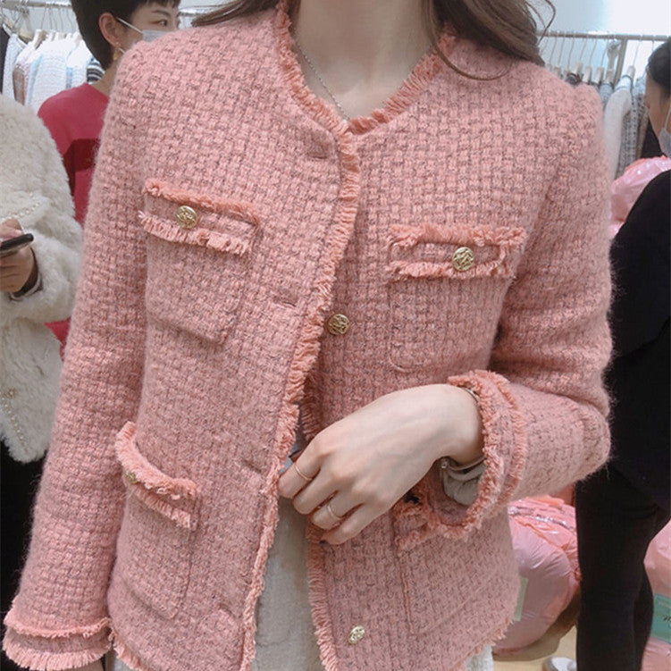 Down Tweed Small Fragrant Short Top