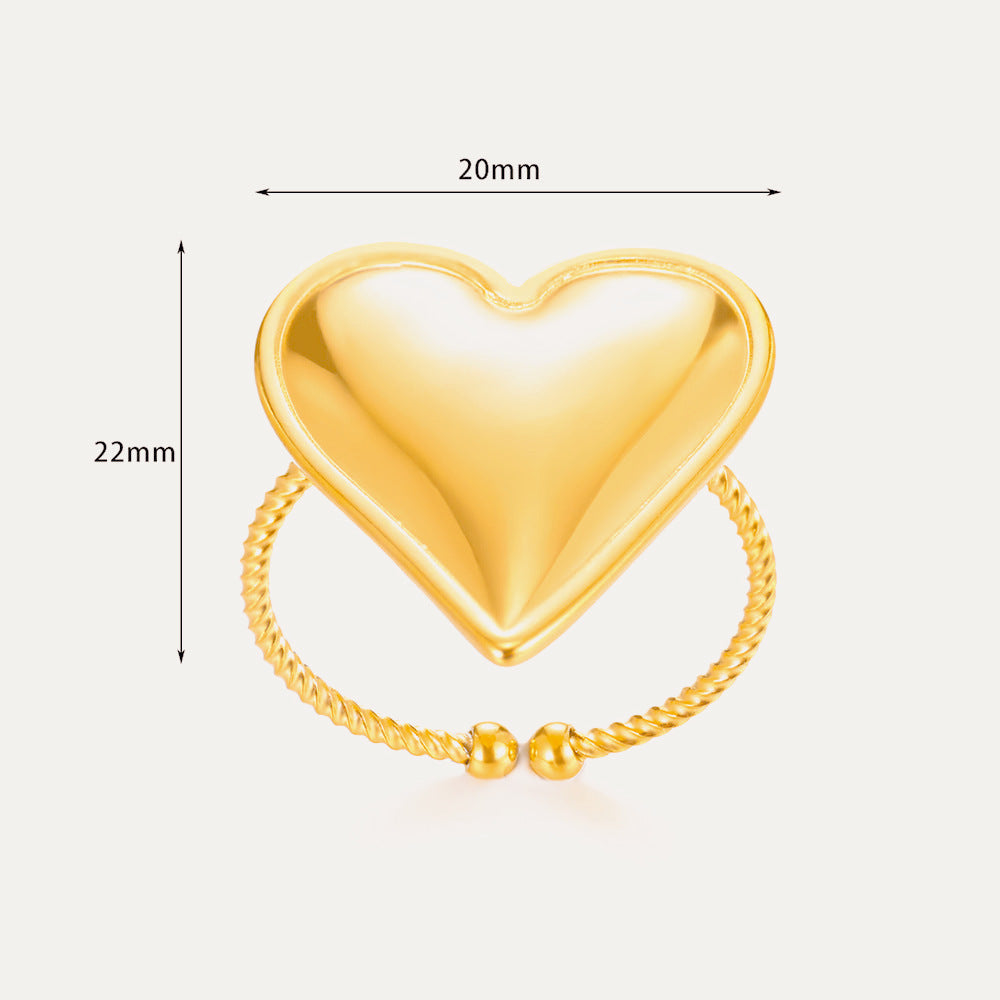Female With Hearts Butterfly 8K Gold Plated Stainless Steel Ring