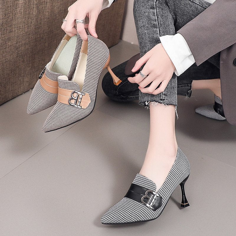 Sweet Belt Buckle Fashion All-match Pointed Temperament Stiletto Shoes