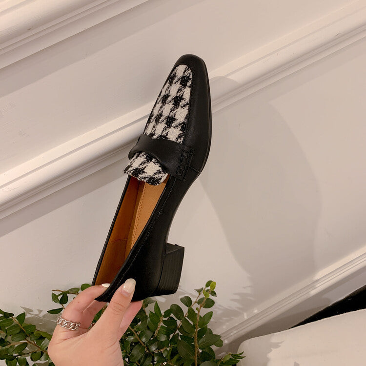 Stylish Vintage Leather Plaid Sandals