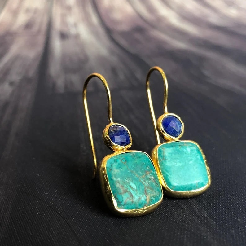 Simple Geometric Square Turquoise Women's Earrings