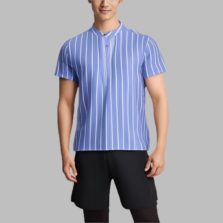 Striped Casual Men's Shirt Foreign Trade Short Sleeve Shirt