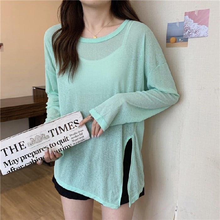 Thin Micro-transparent Split Sun Protection Long Sleeve