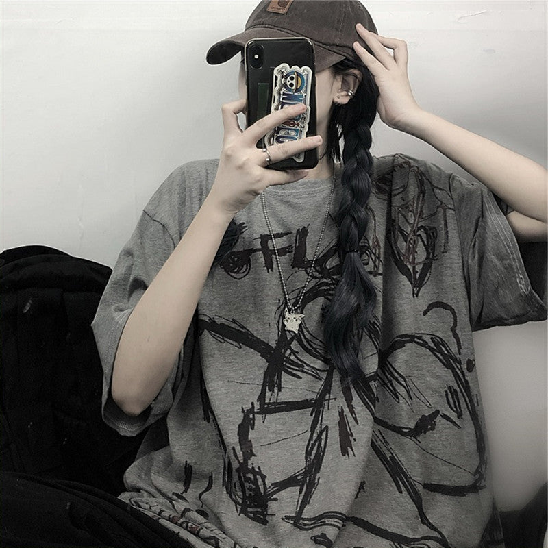 Women's Retro Graffiti Personality Printed Bottoming Top