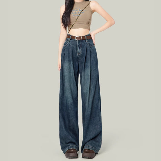 High Waisted Petite Straight Wide Leg Trousers