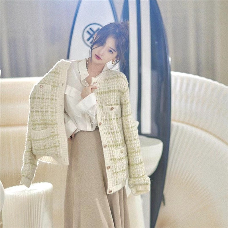 Lazy Style Cardigan Jacket Medium Length