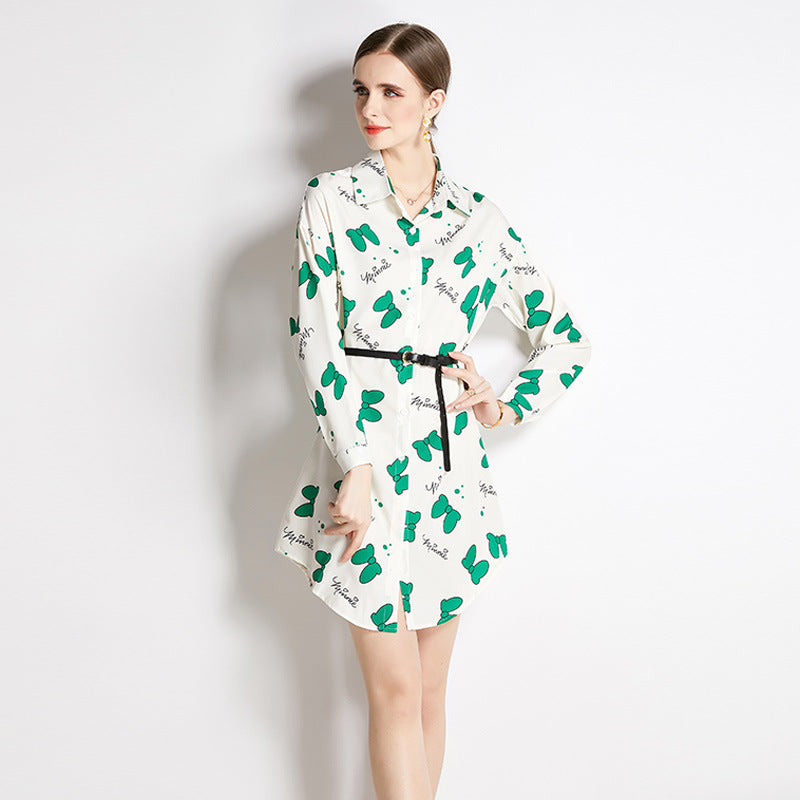 Top Lapel Shirt Printed Long