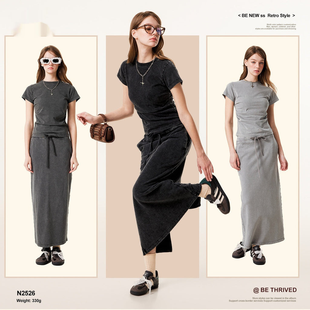 American A- Line High Waist Cover Slimming And Straight Loose Skirt Women