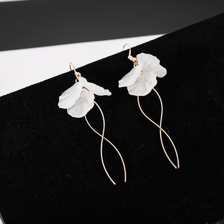 Korean Style Simple All-match Candied Petal Long Earrings
