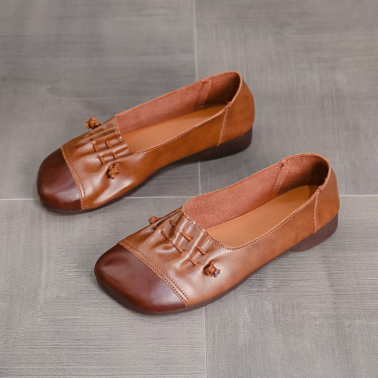 Retro Soft Sole Soft Leather Flat Shoes Women