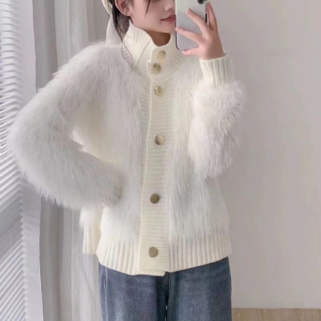 Women's Fashion Stand Collar Outerwear Cardigan Jacket