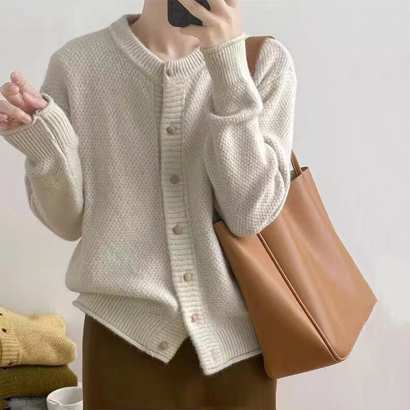 All-matching Short Round Neck Knitted Coat Top