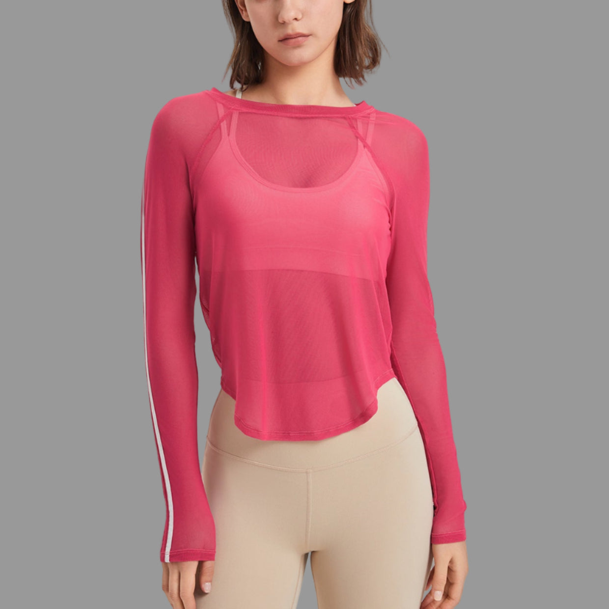 Sports T-shirt Mesh Quick-drying Long Sleeve Slim Fit Breathable Running Fitness Top Yoga Clothes Blouse