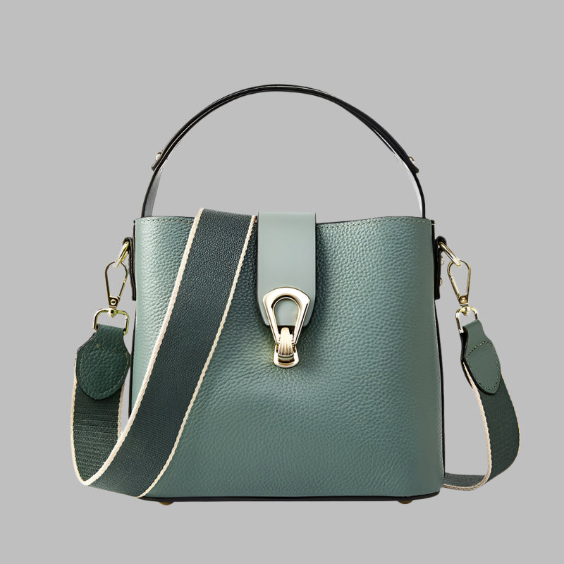 All-match First Layer Cowhide Portable Bucket Bag