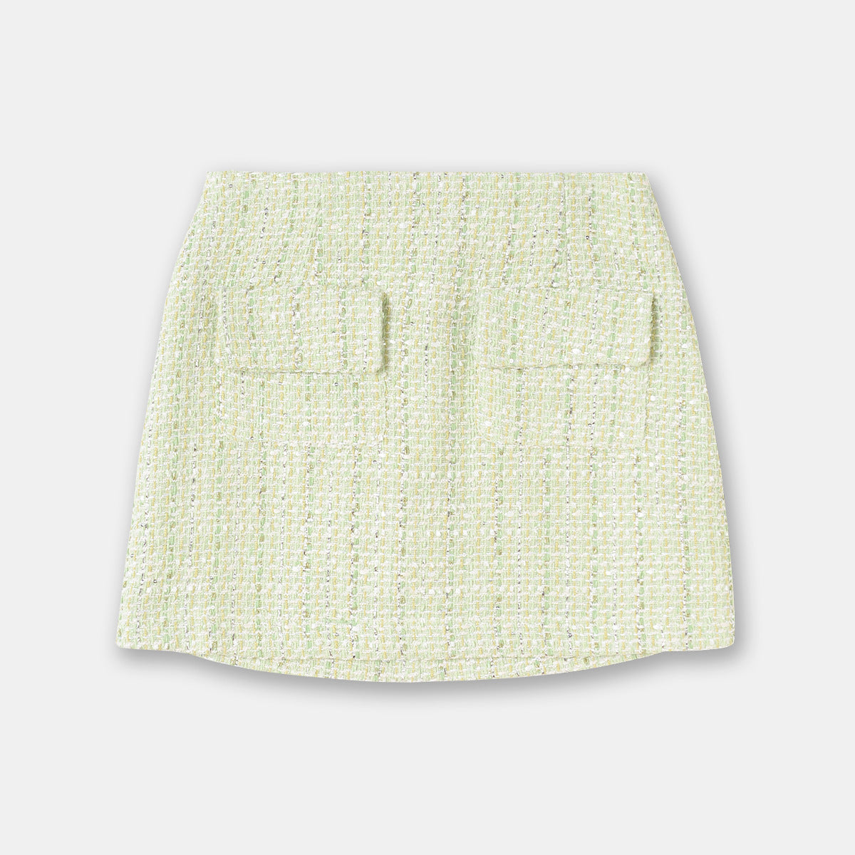 Light Green Tweed Glossy Lace Collar Jacket