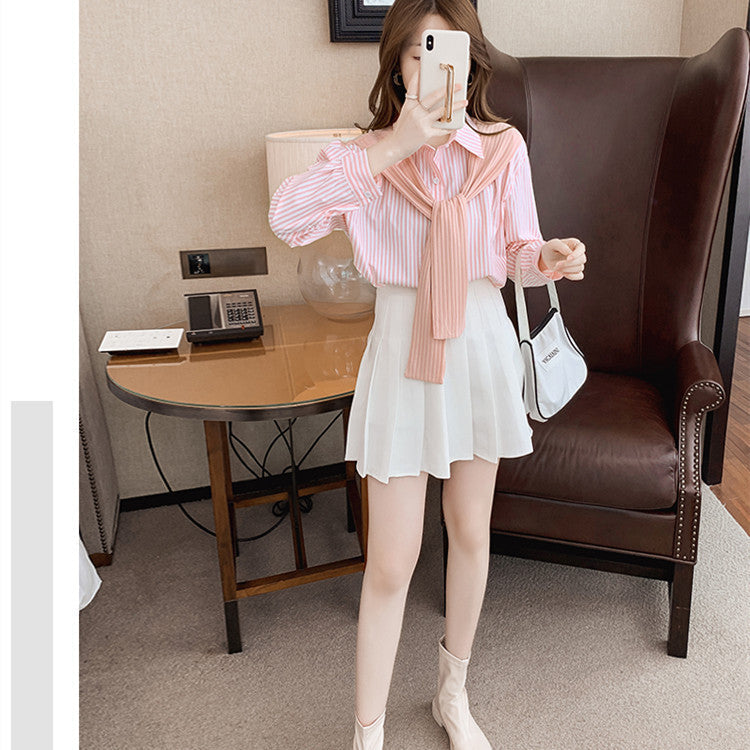 Women's Two Striped Shirts Design Niche Long Sleeves