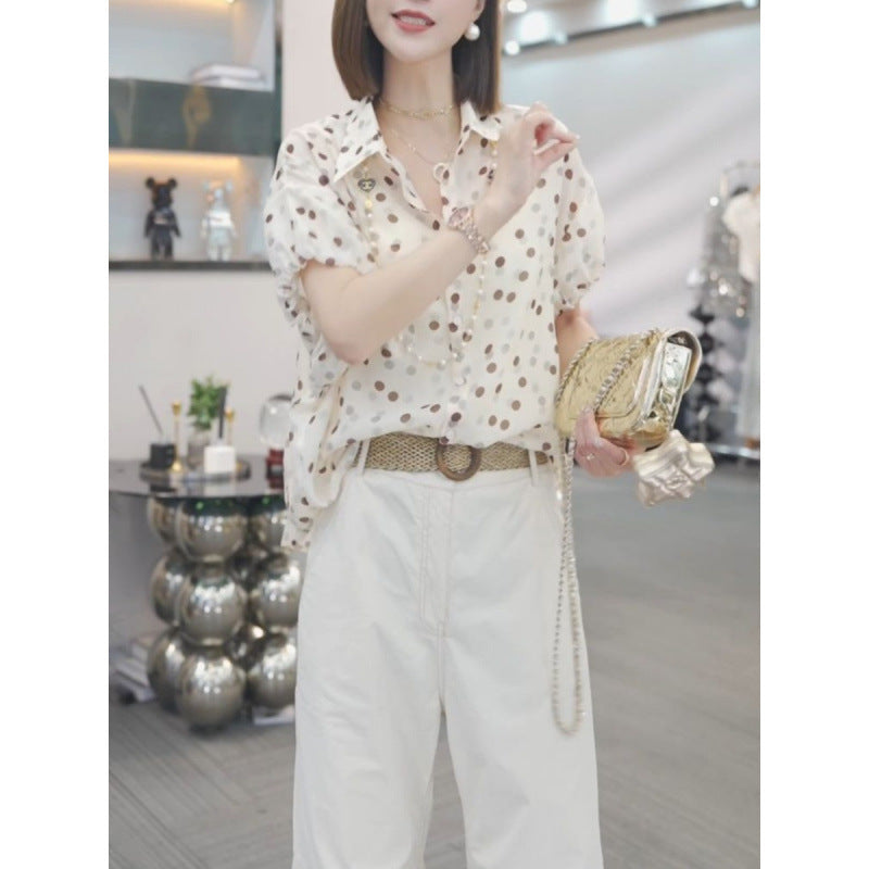 Chiffon Shirt Women's Short Sleeve Summer Stylish Loose Plus Size