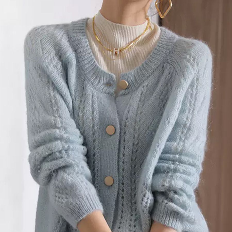 Loose And Lazy Style Hollow Soft Glutinous Knitted Cardigan