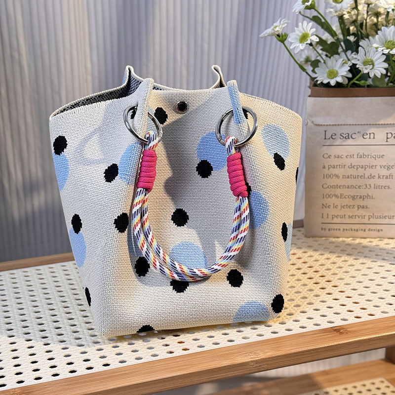 Knitted Buckle Bag Portable Large Capacity