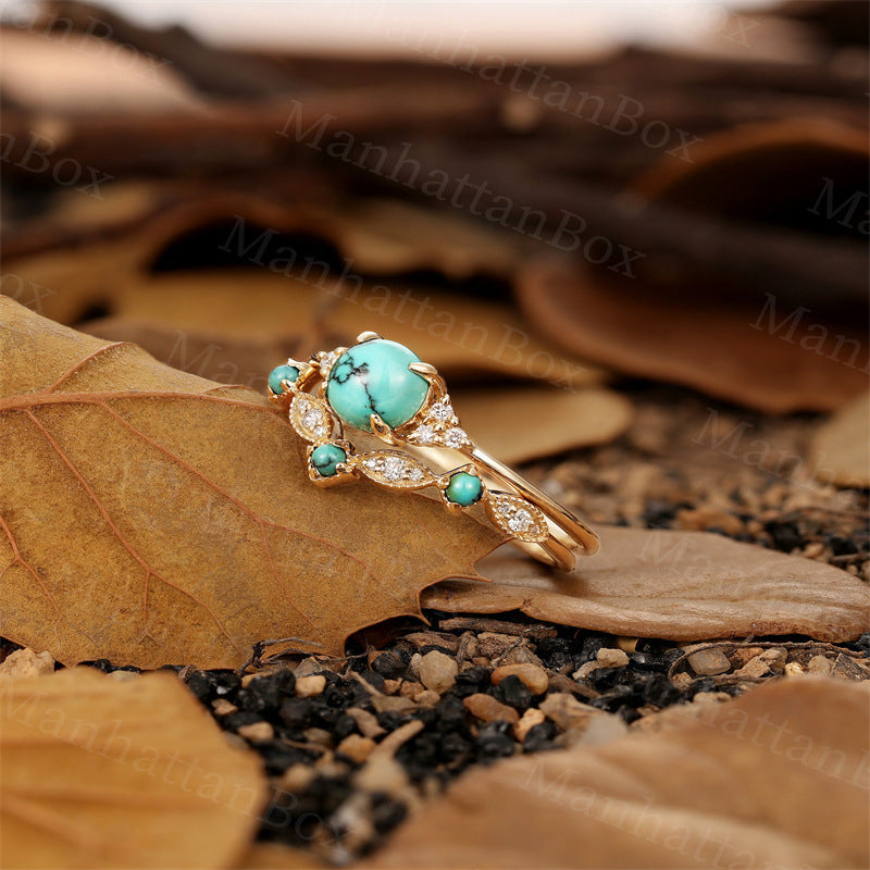 European And American Style Ring Women's Retro Turquoise