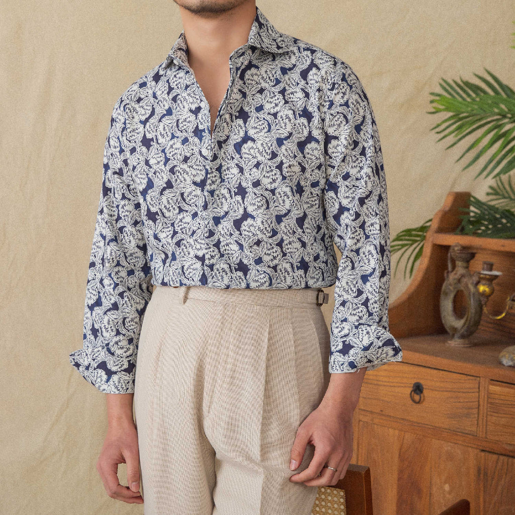 Men's Printed Long Sleeve Cardigan Shirt