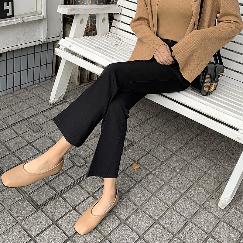 Women's Autumn New Black High Waist Wide Leg Pants