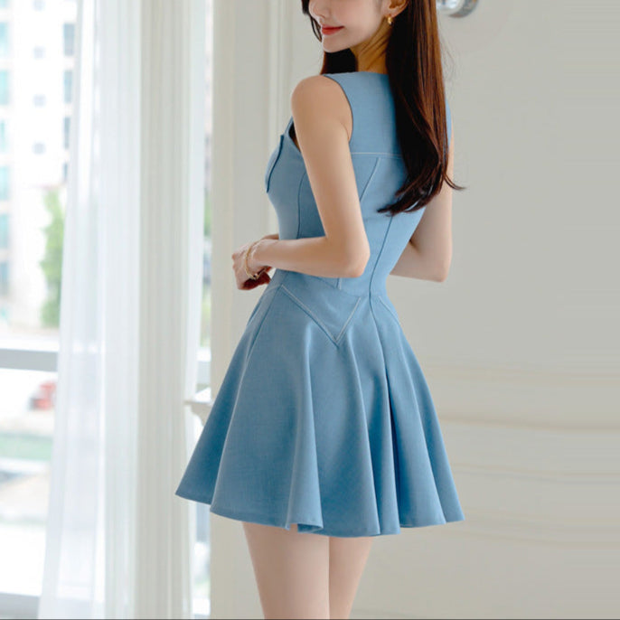 Temperament Waist-controlled Slimming And Fashionable Lotus Leaf Swing Dress