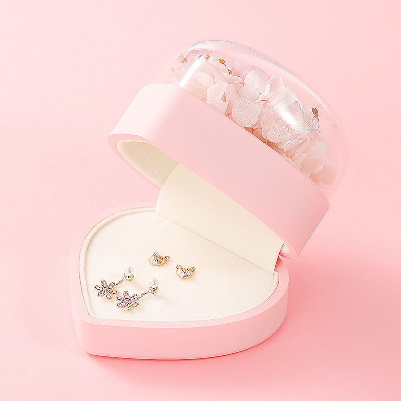Valentine's Day Gift Box Heart-shaped Preserved Fresh Flower Jewelry Box