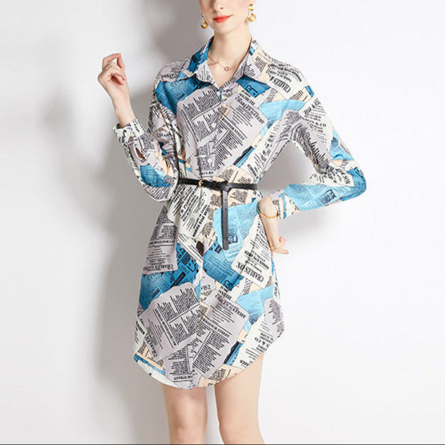 Top Lapel Shirt Printed Long