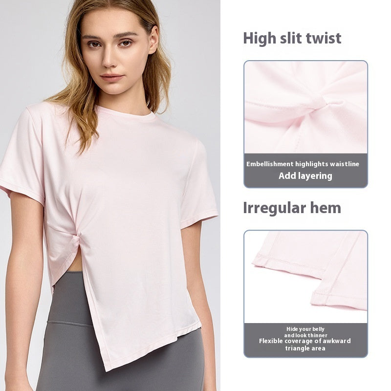 New Yoga Wear Short Sleeve Split Breathable Exercise Top