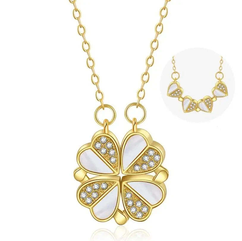 Luxury Four Leaf Clover/Hearts Pendant Necklace - Check video